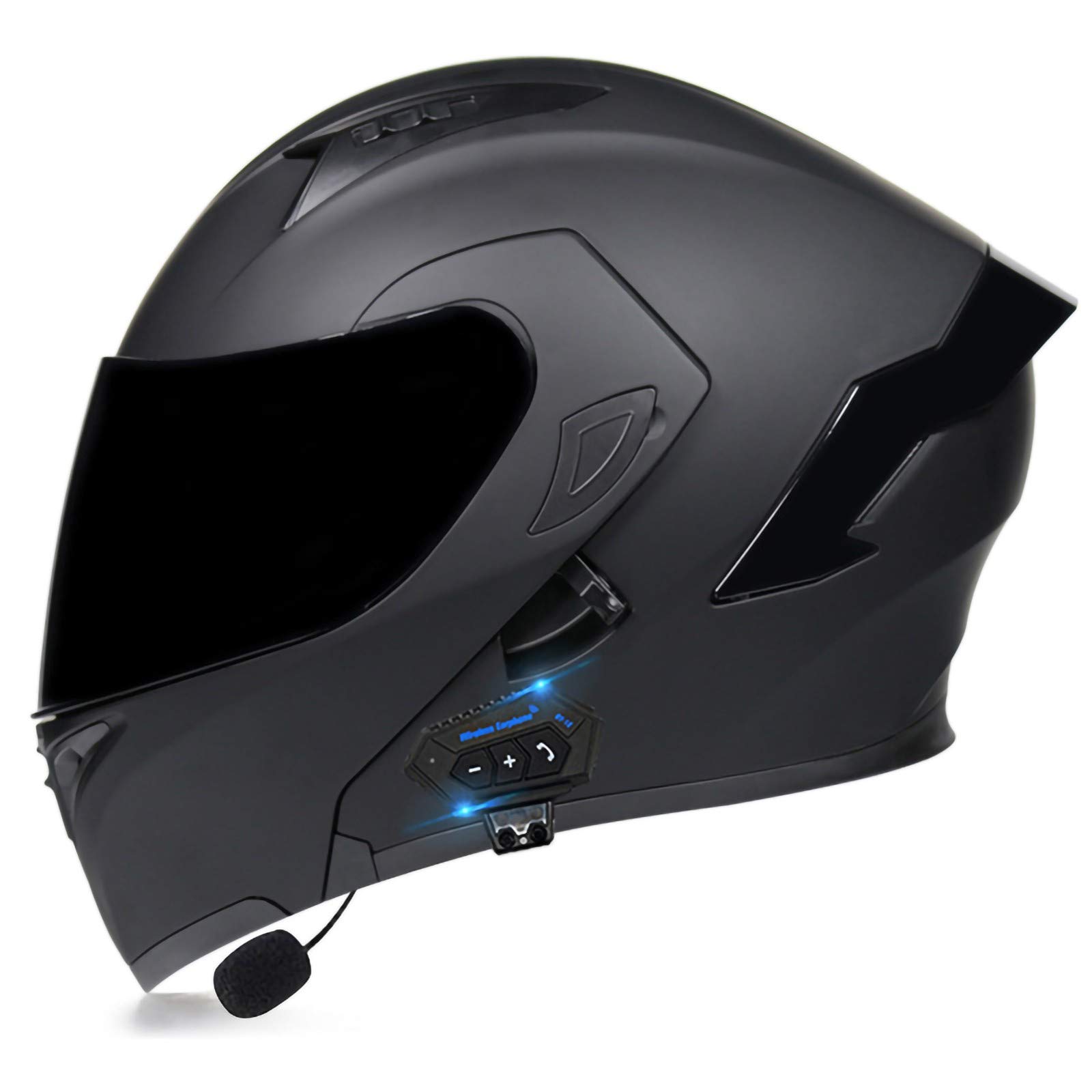 Casco De Moto Modular con Bluetooth,Tapa Frontal Abatible Casco Integral para Moto con Visera Doble, Cascos De Motocross Aprobados por ECE para Niños, Jóvenes, Hombres, Mujeres