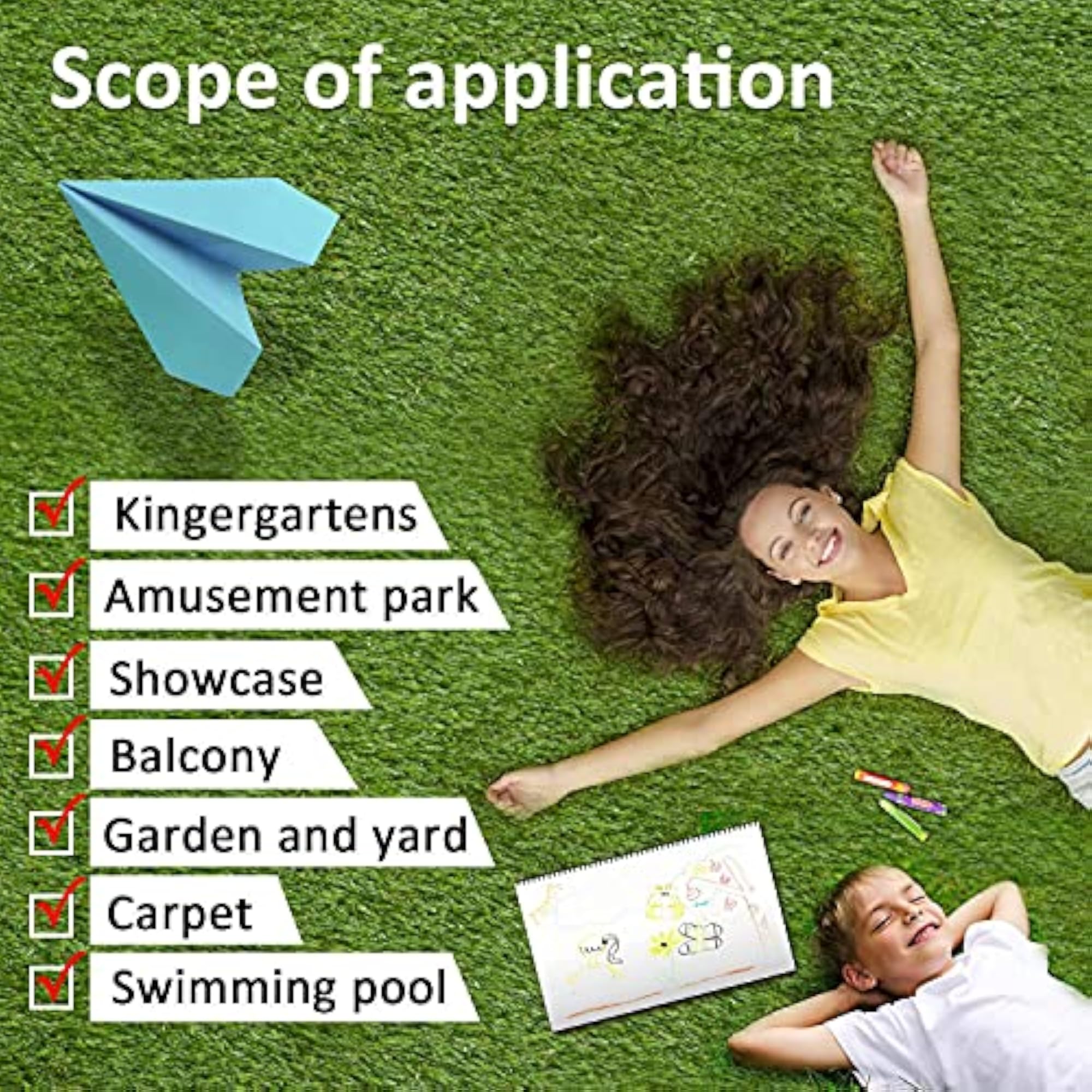 Artificial Grass Carpet Mat for Balcony, 6.5 x 3 Feet