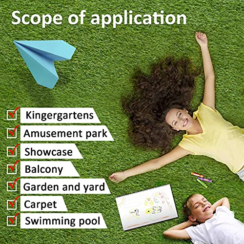 Image of Eurotex 45 mm Artificial Grass Carpet Mat for Balcony, Lawn, Door, Soft Comfortable (PE & PP, Natural Green, 6.5x3 ft)