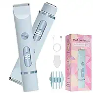 Bikini Trimmer for Women,2 in 1 Dual Head Bikini Shaver,Waterproof & Painless Electric Razors for Pubic Hair(Upgraded,Light Blue)
