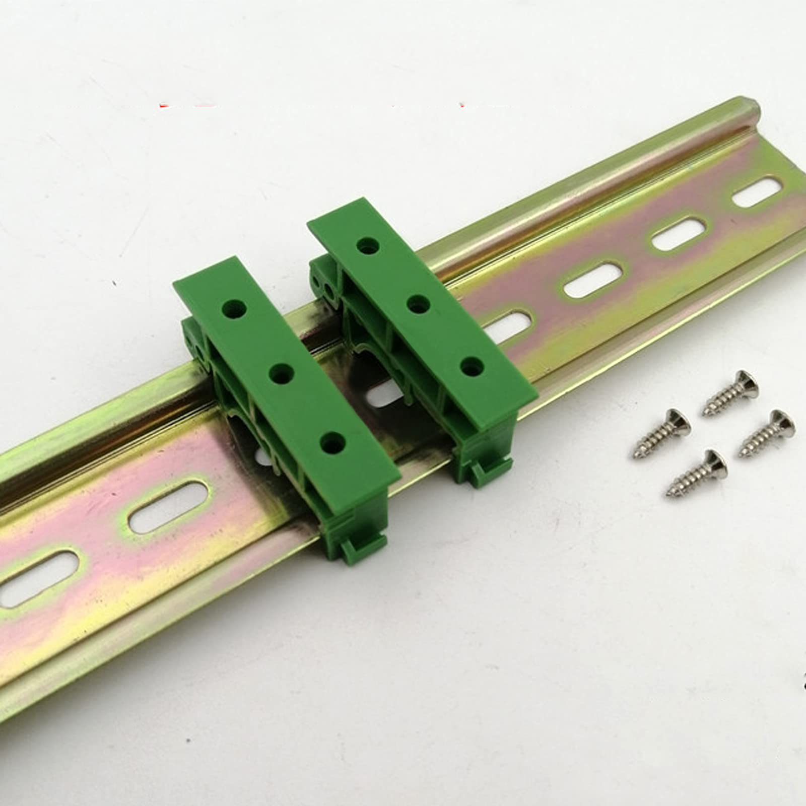10 juegos(20 Piezas) Adaptador de Riel DIN C45 Soporte con Tornillos,Adaptador de Riel Placa de Circuito para carril DIN 45,verde