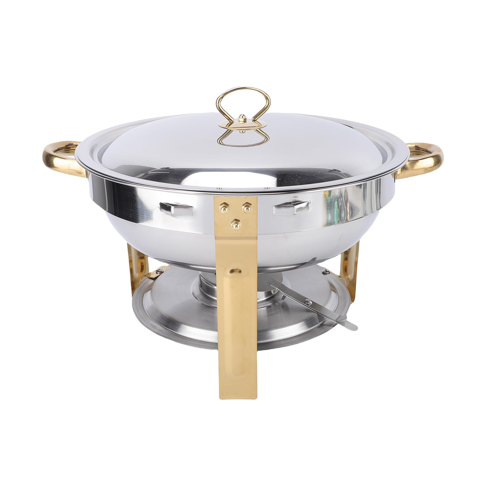 Buffet Chafing Dish, Servidor de Buffet Multifuncional Redondo de Acero Inoxidable de 4,5 L con Tapa y Piezas Apilables para Restaurante, Hotel, Fiesta, Boda, Evento Escolar