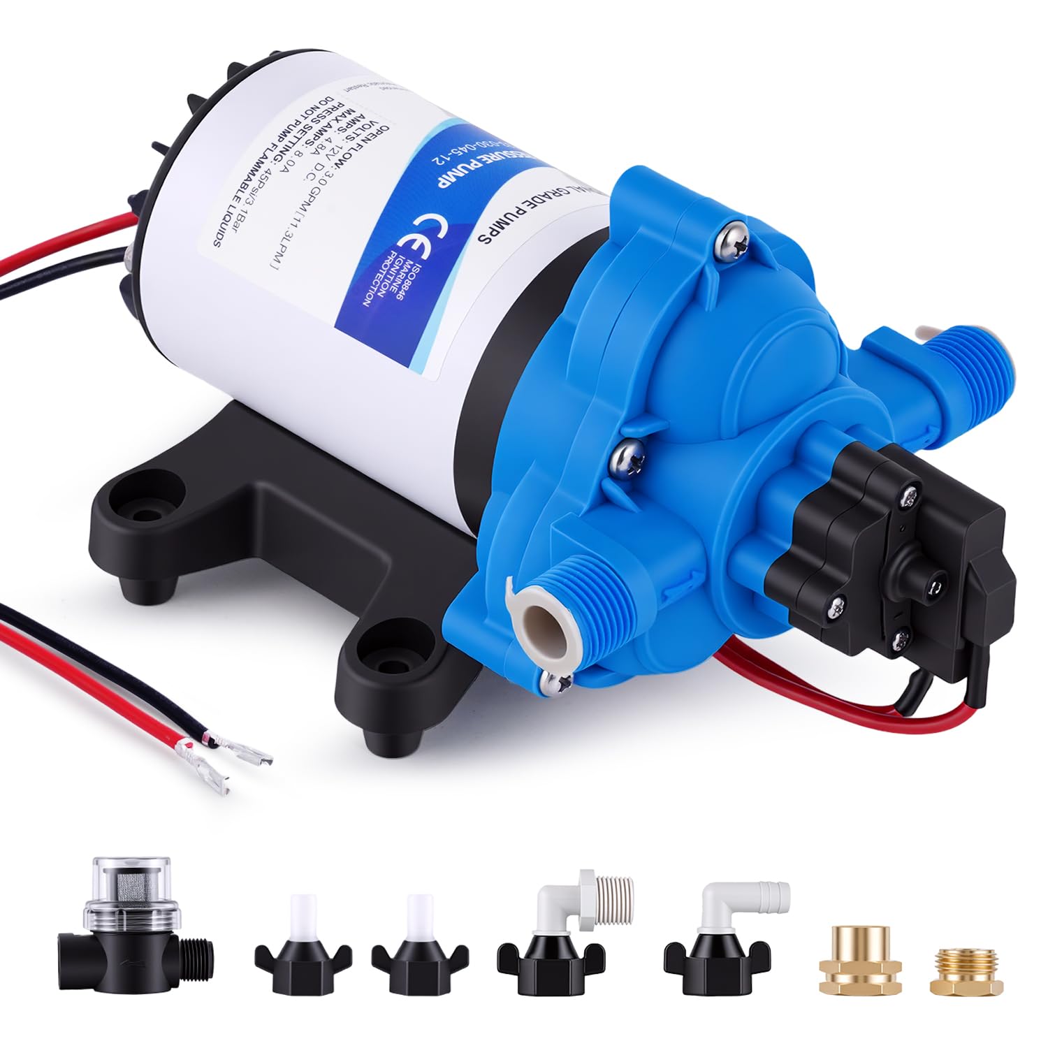 YUCHENGTECH Bomba de Agua a Presión Autocebante Bomba de Diafragma 12V 96W | 3.0 GPM 45 PSI Bomba de Aumento de Presión para Duchas, Jardines y Grifos de Agua en Autocaravanas