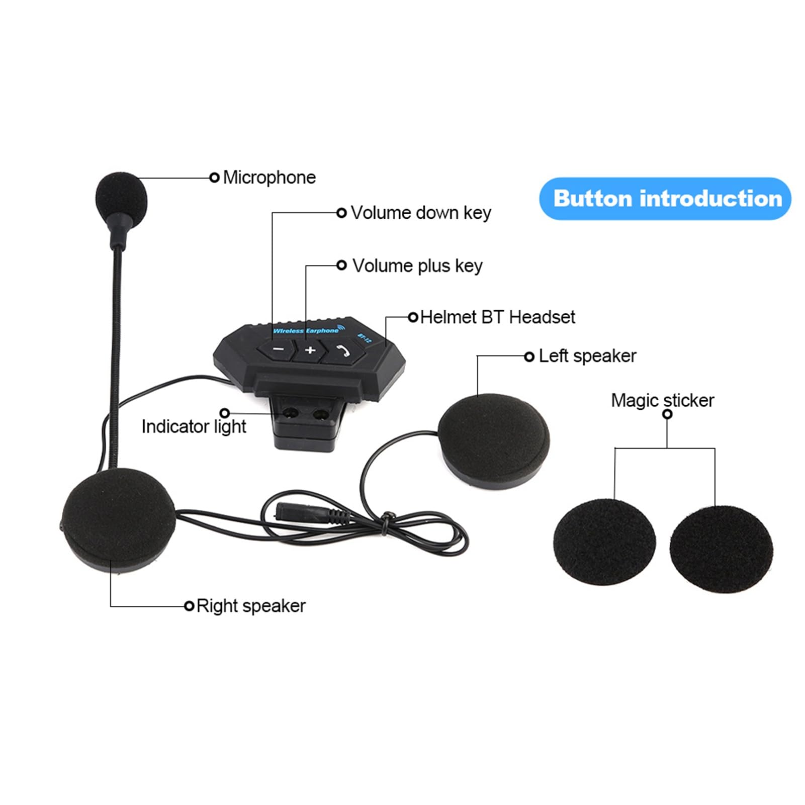 Cuffie Bluetooth per Casco Moto | Interfono Moto Bluetooth con Cancellazione del Rumore, Altoparlanti Hi-Fi Impermeabili IPX6, Vivavoce a Lunga Durata, Auricolari Bluetooth con Ricarica