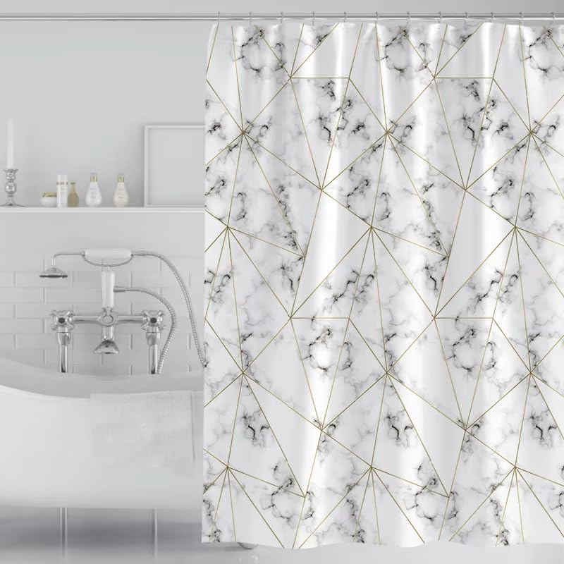Wasserdichter Duschvorhang 240x220cm/Breite x Höhe Polyester-Marmorierung für Badezimmer, waschbarer Badezimmervorhang für Badewannen und Duschkabinen