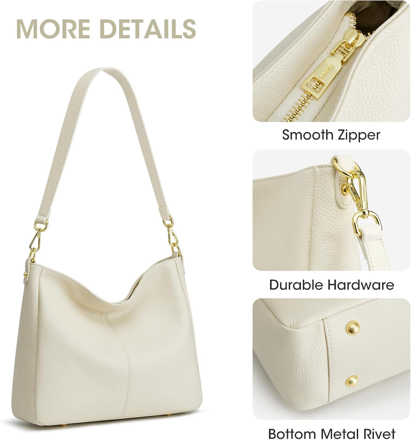 Kattee Leather Purses for Women, Hobo Crossbody Bag for Women, Slouchy Shoulder Handbags with 2 Shoulder Straps