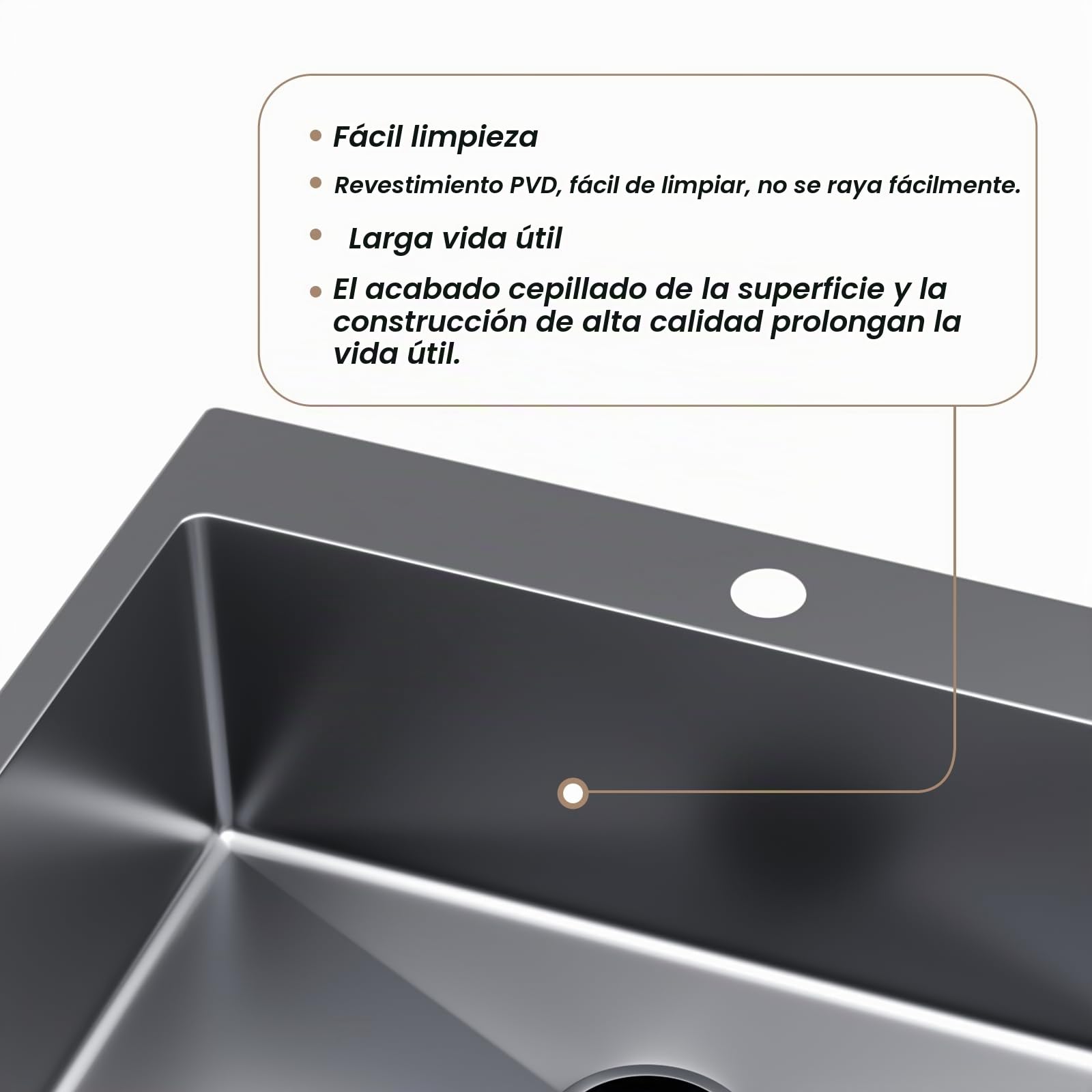 Fregadero doble de acero inoxidable, 55 x 45cm, con 2 cuencas, orificio para grifo y juego de sifón, fregadero cocina 2 senos fregadero dos senos kitchen sink (Black, L55XW45cm)