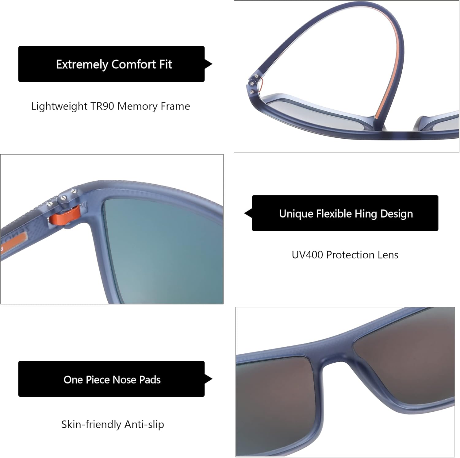 ZENOTTIC Polarized Sunglasses for Men Lightweight TR90 Frame UV400 Protection Square Sun Glasses - Image 4