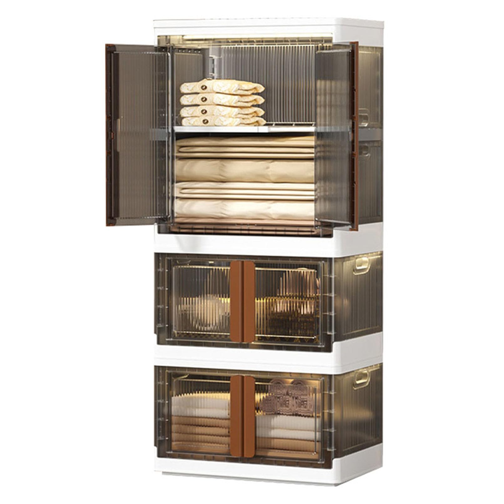 Armoire de rangement sans installation pliable et bacs empilables gain de place