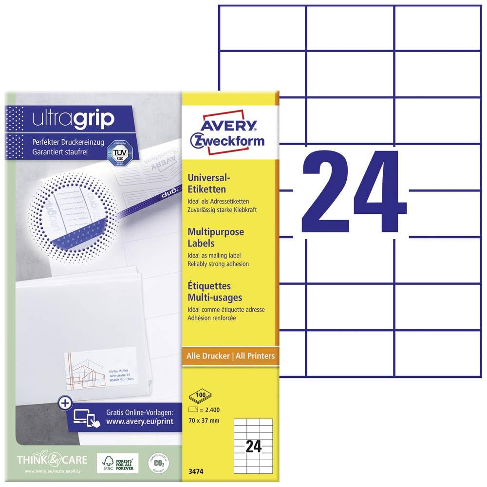 Amazon.com : Avery Zweckform Universal Labels 70 x 37 mm for All A4 Printing White : Office Products Amazon.com : Avery Zweckform Universal Labels 70 x 37 mm for All A4 Printing White : Office Products