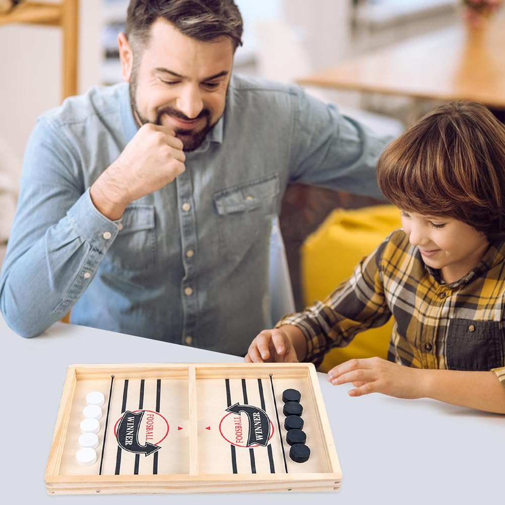 Juego de Mesa de Hockey, Fast Sling Puck Juego Hockey de Madera Niño Juegos de Mesa Portátiles Reuniones Familiares Juego de Mesa Para Juego de Familiares Interactivas Entre Padres e Hijos