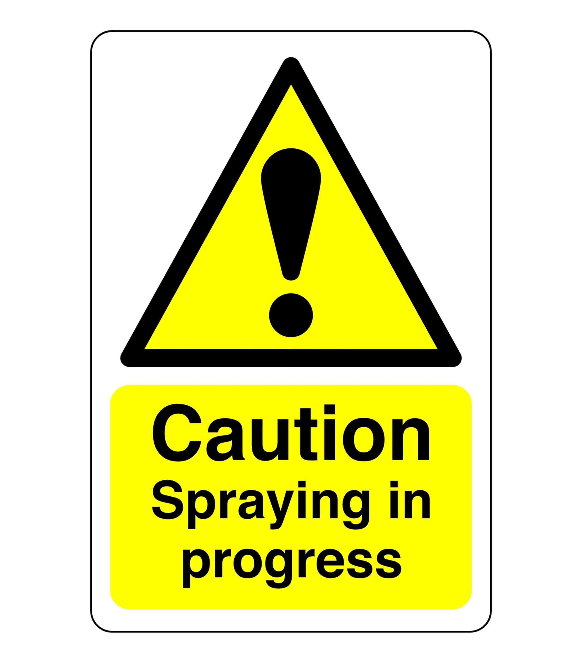 Safety First Display Ltd Yellow/Black Caution Spraying In Progress- 3Mm Aluminum Dibond For Indoor/Outdoor Usage (300Mm X 200Mm) 7M Viewing Distance.