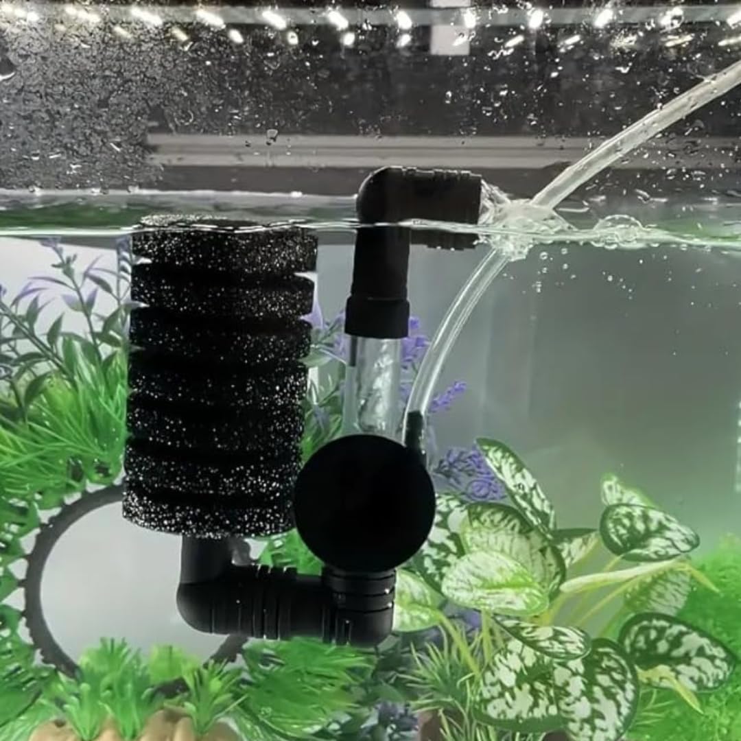 XY-2830 Aquarium Bio Sponge Filter, Height Adjustable 13.5-20cm, 7-Layer Black Foam, Internal Filter for Betta, Fry, Shrimp Tanks up to 40cm