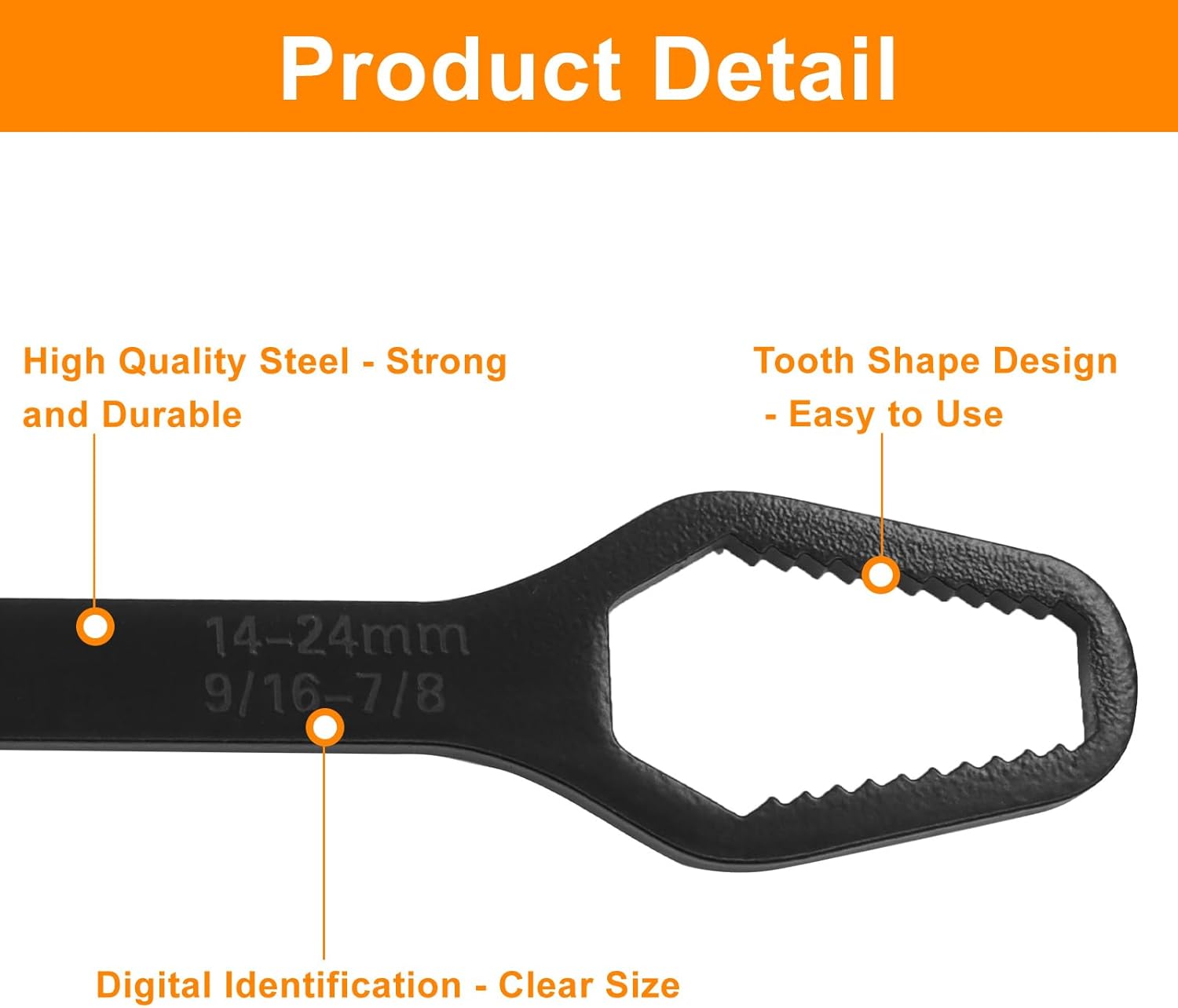 2 Pieces Universal Multifunctional Wrenches, Double-ended Torx Wrench for 8-24mm Nuts, Black Spanner Hand Tools Set