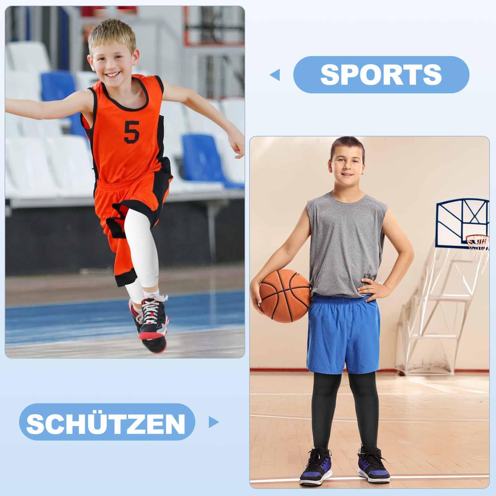 4 pares de mangas de compresión para las piernas infantiles, mangas largas de compresión para las piernas, protección solar UV, para niños y niñas, baloncesto, fútbol