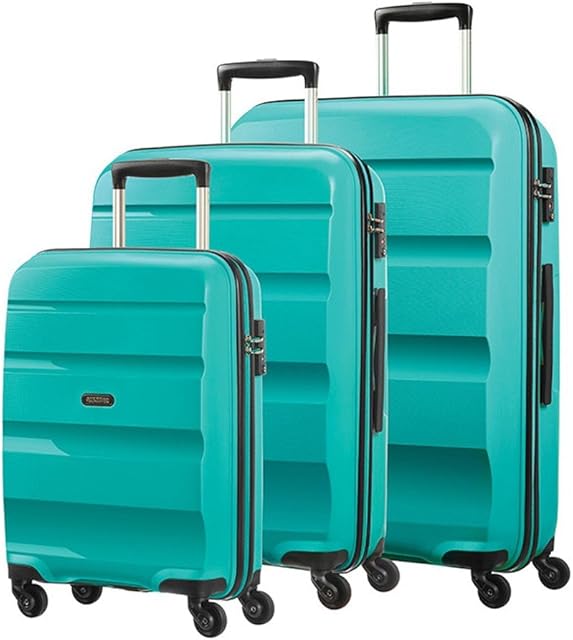 American Tourister Bon Air Spinner Suitcase Set of 3-55cm + 66cm +75cm, Turquoise (Deep Turquoise)