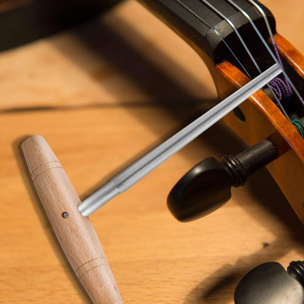 Alesatore per Violino, Alesatore per Foro per Picchetto in Acciaio Resistente Strumento per Liuteria con Manico in Legno Strumento di Riparazione per Liutaio per Violino 3/4 4/4
