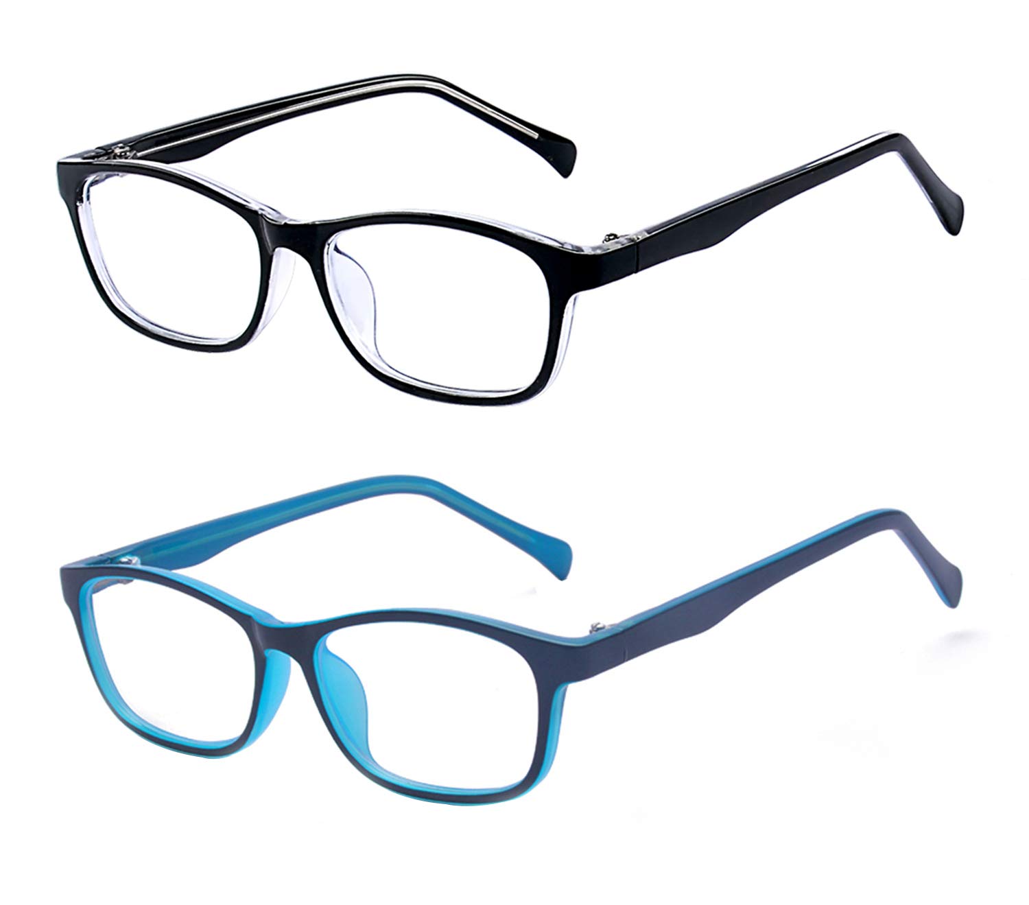 Outray 2 Pack Boys Girls Blue Light Blocking Glasses Square Eyeglasses Frame Anti Blue Ray Computer Game Glasses for Kids/Teens