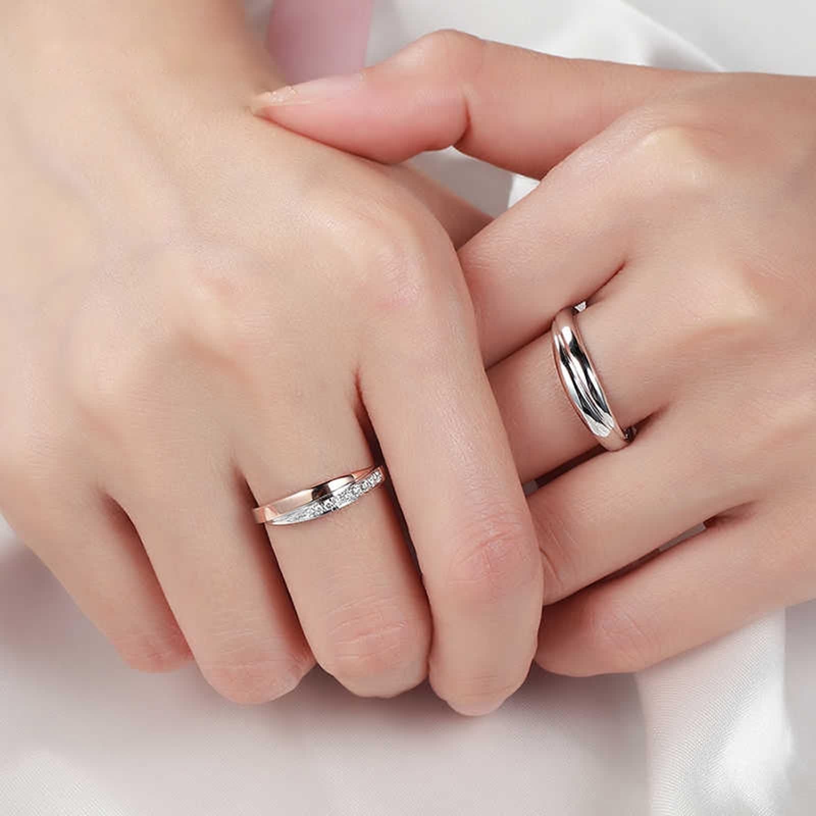Alianzas de plata Promise para hombre, anillos de boda de oro blanco de 9 quilates, talla 66 (21.0)