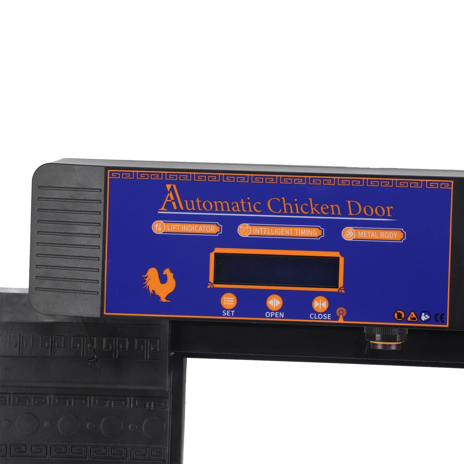 Cocoarm Puerta Automática para Gallinero, Puerta de Gallinero con Energía Solar con Temporizador, Infrarrojos Anti Pellizco, Pantalla LED, Doble Potencia, IP45 Impermeable para Pollos, Patos, Gansos