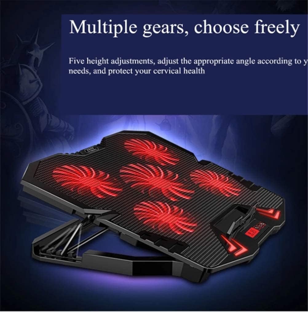 Laptop Cooling Pad Notebook Cooler for Desk and Lap Use Laptop Fan Stand 5 Adjustable Heights with 5 Quiet Fans and Phone Holder for 12-17 Inch Laptops (Color : Blue) (Blue)