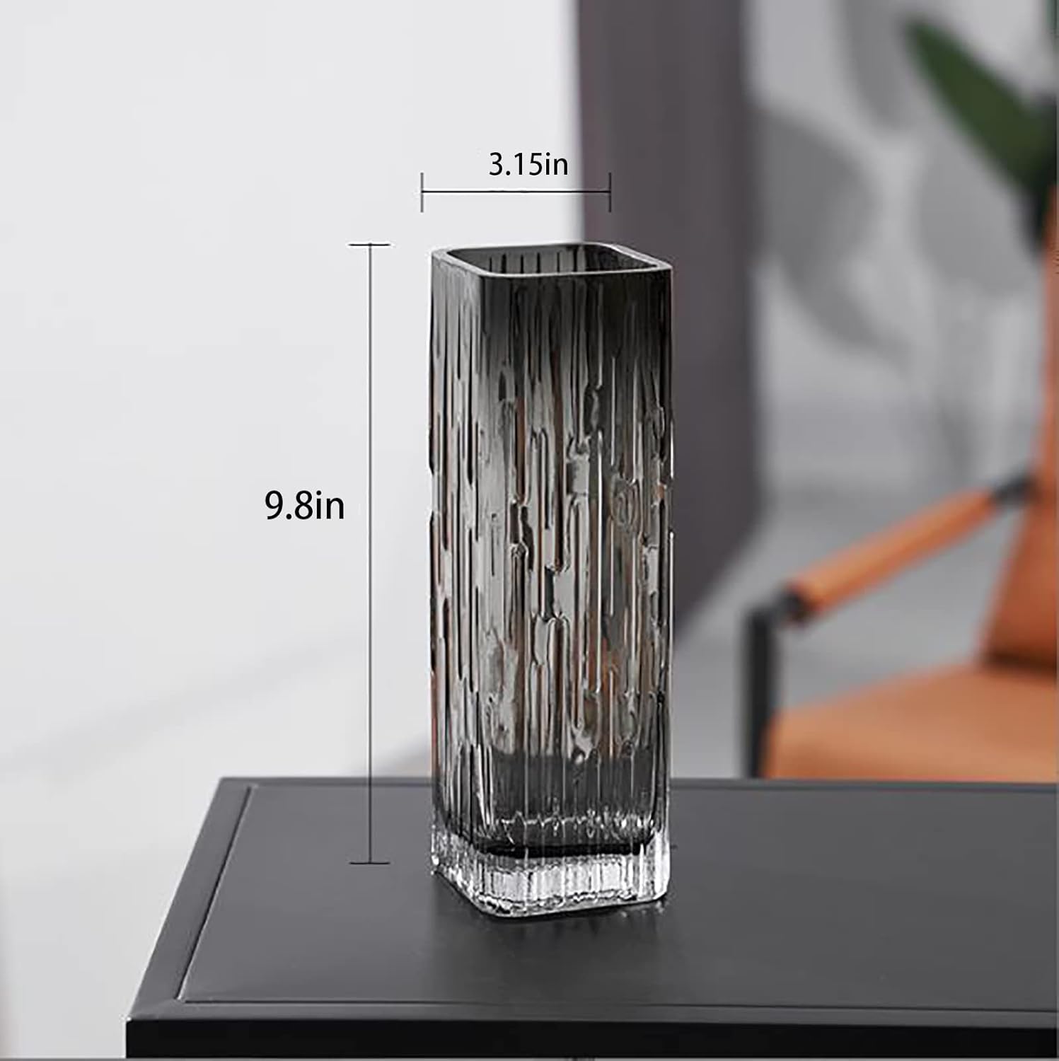Modern Minimalist Glass Square vase, Crystal Glass vase, vase, Dry vase (Grey) - Image 2