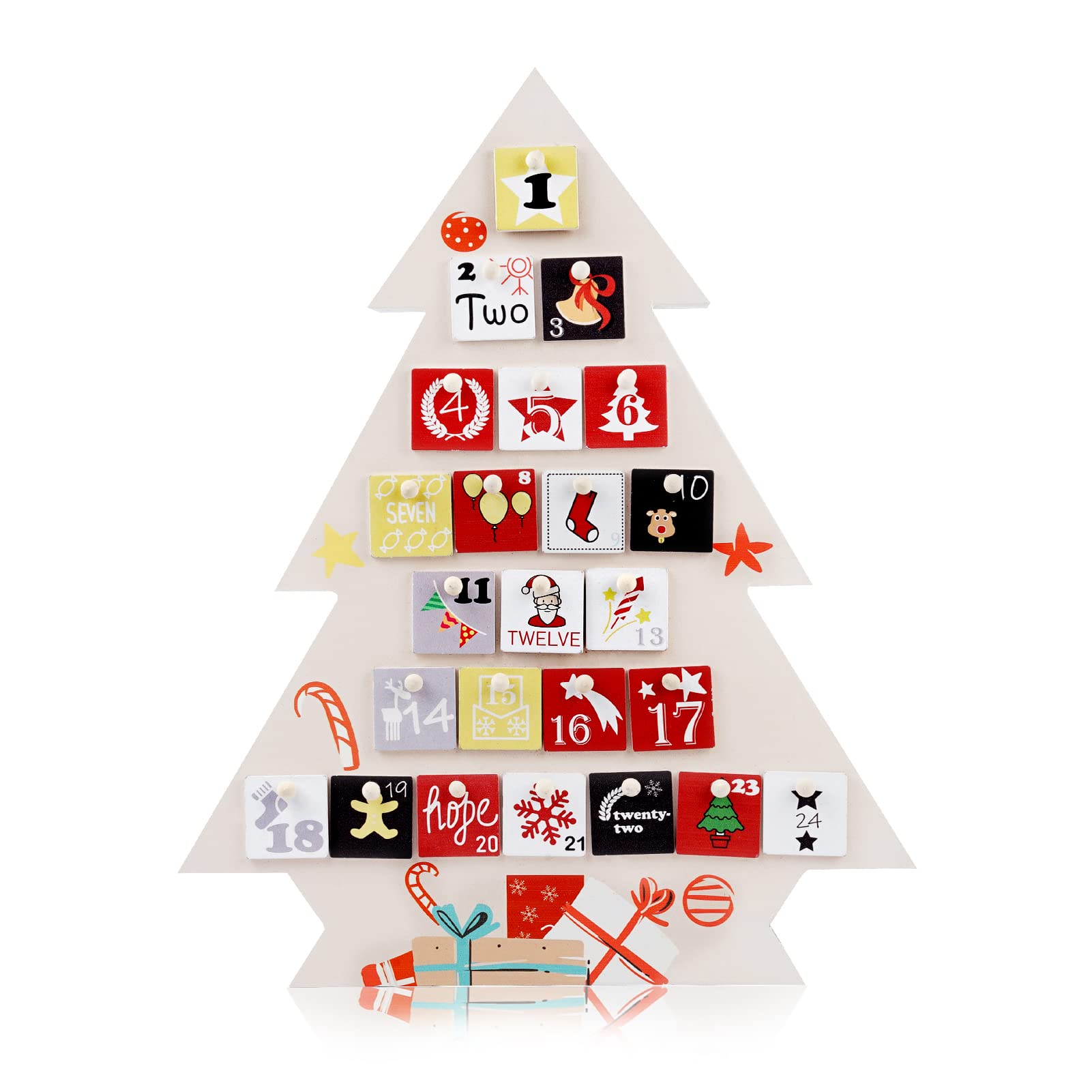 Amazon.com: Tqehs Christmas Wooden Advent Calendar Nature Tree