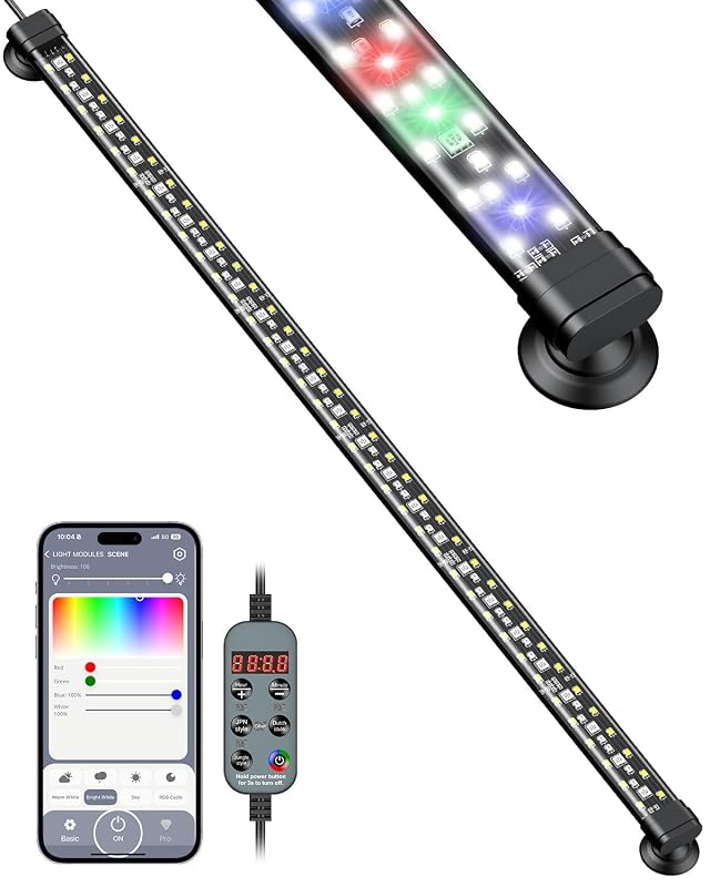 Luz LED para Aquário com Bluetooth Pawfly Pro, Espectro Completo 12 W para Aquários de 60,96 a 111,76 cm