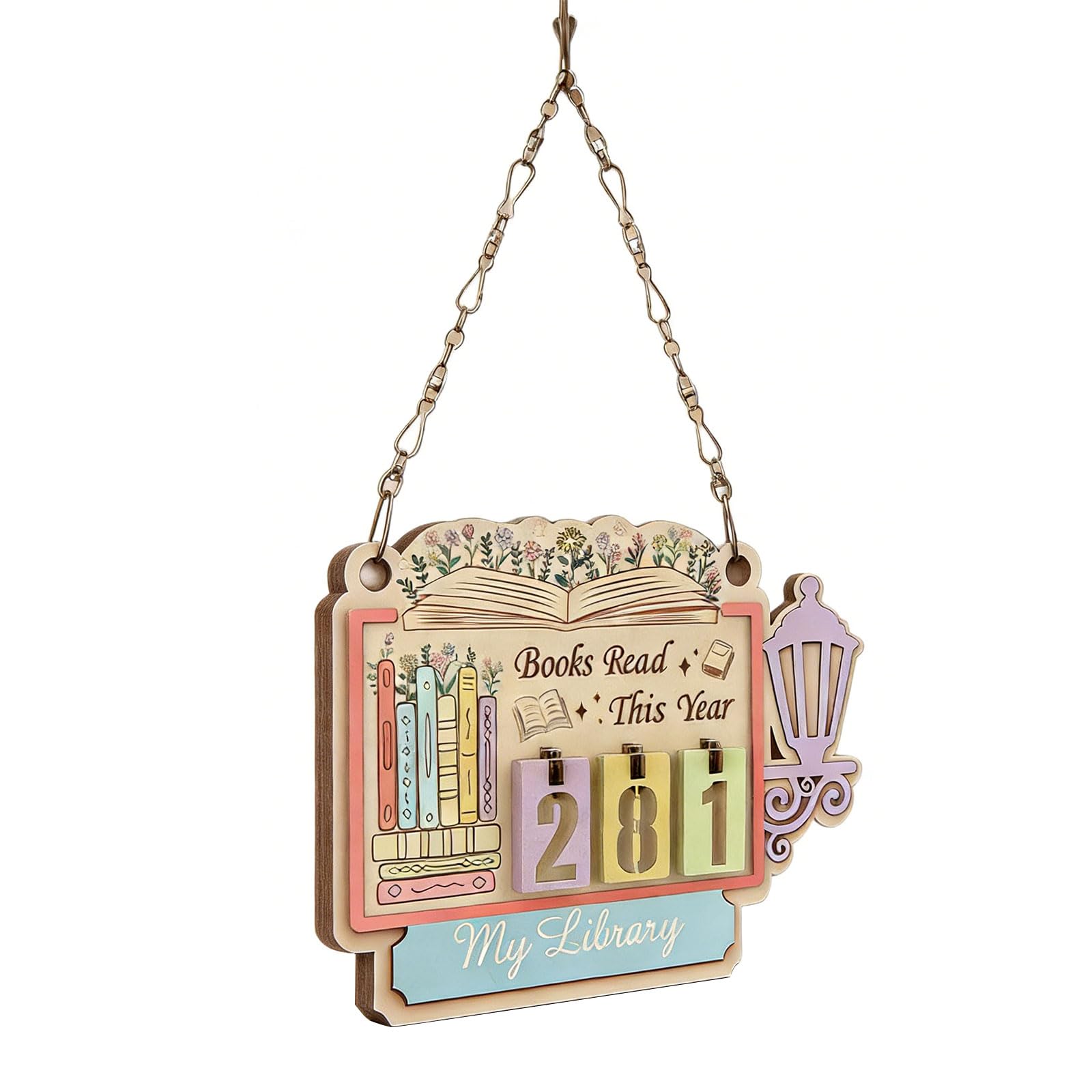 Limtula Books Read Years Counting Ornaments Bookshelfs Counter Bookworms Track Yearly Reading for Classroom Librarians Preschool Wooden Sign