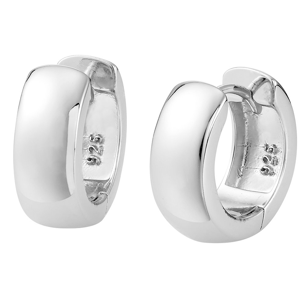 Vinani Damen Ohrringe 925 Silber - Klapp-Creolen Kugelform Glänzend