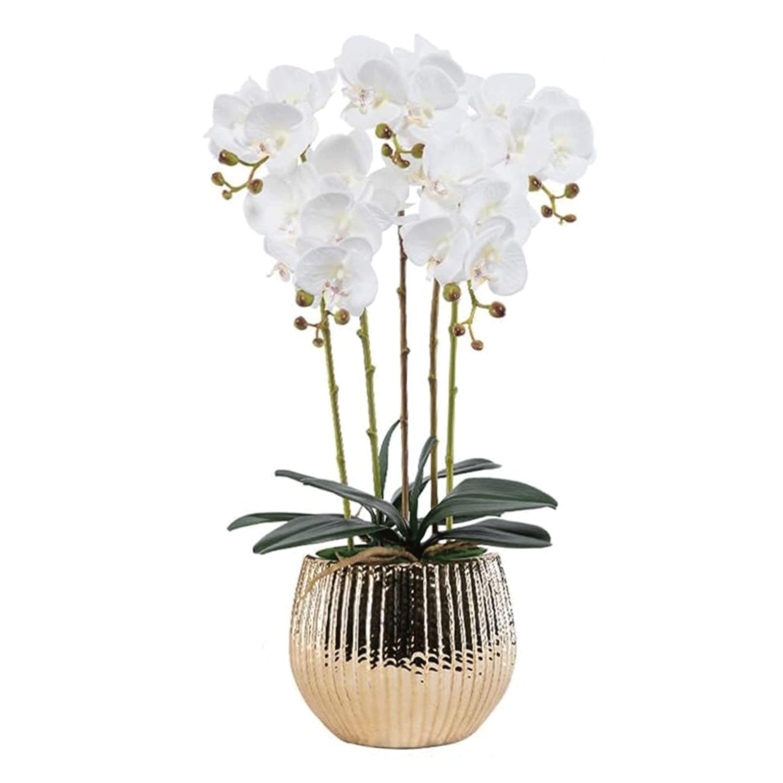 Orchidée Artificielle Grandes Orchidées Artificielles avec Jardinière Fleur Artificielle PU Fleurs Artificielles Phalaenopsis 67 Cm Fausse Fleur,