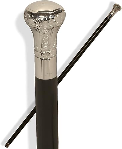 Miniatura 1 de Manija cromada de la perilla del bastón para caminar decorativo de madera en el eje negro