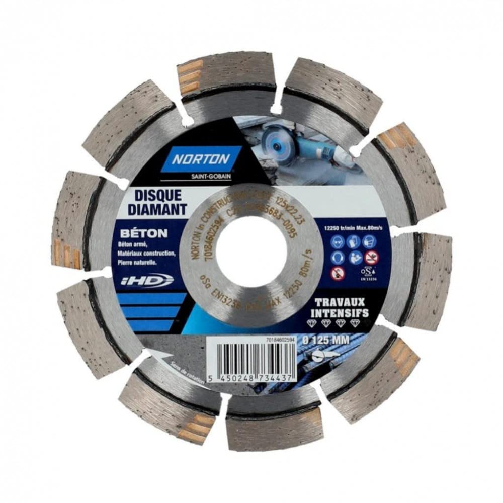 Norton Disque Diamant intensif segmenté pour matériaux de Construction, Diam125mm