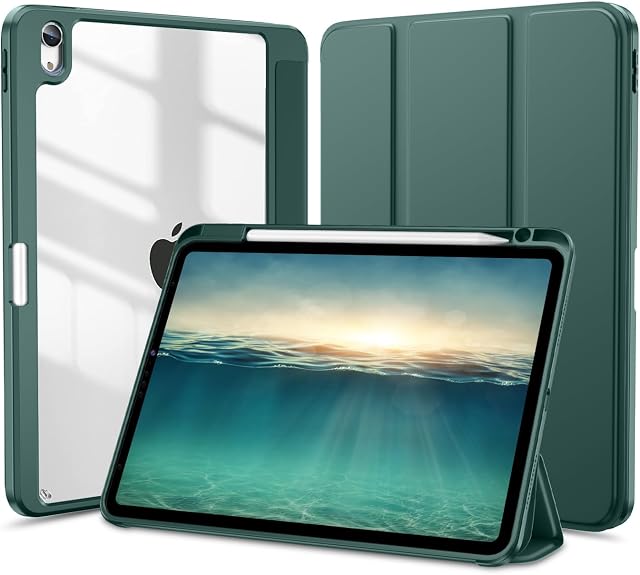 Vobafe Etui na iPada Air 5. 4. generacji z uchwytem na ołówki (10,9 cala, 2022/2020), potrójnie składane etui na iPad Air 5 4, obsługa bezprzewodowego ładowania ołówkowego 2, automatyczne budzenie/uśpienie,