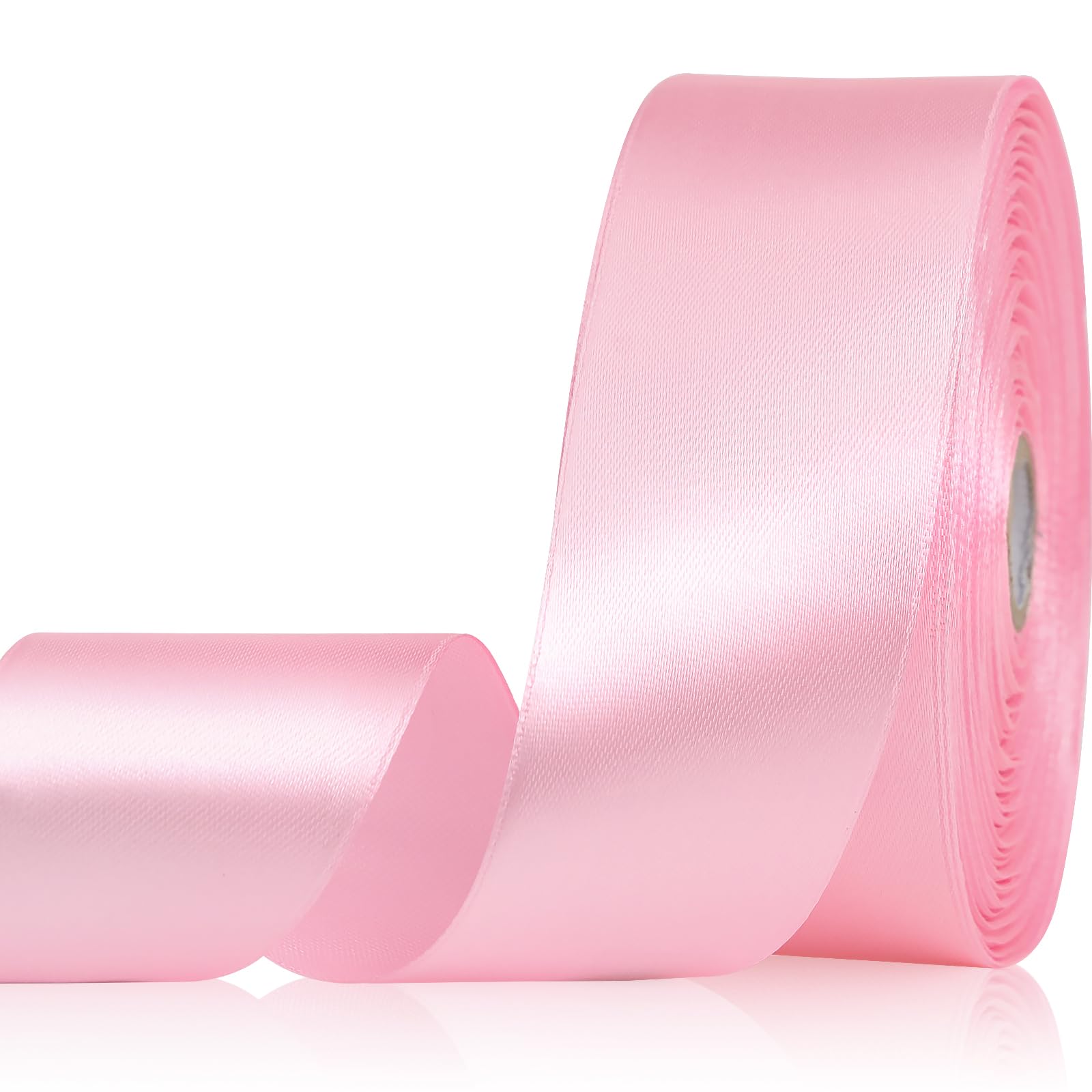 Sagaat Pink Ribbon 1-1/2 Inch 50 Yards, Solid Satin Ribbon for Flower Bouquet, Crafts, Gift Wrapping, Bridal Invitations, Hair, Festival and Party