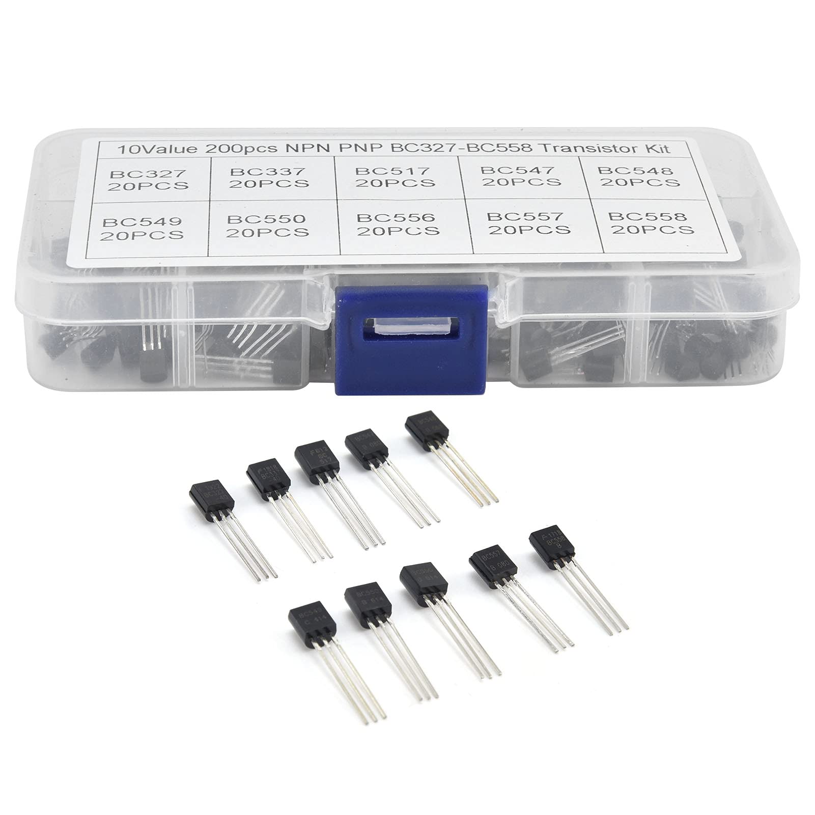 200 Stück Transistor Set, Dioden Sortiment Kit Mit Clear Box,BC327 BC337 BC517 BC547 BC548 BC549 BC550 BC556 BC557 BC558