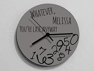 Custom Name Whatever, Whatever, you're late anyway/Round Grey - Wall Clock- Optional RGB LED 5V Backlit