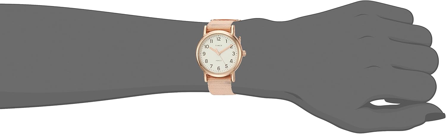 Timex Women's TW2R59900 Weekender 31mm Pink/Rose Gold-Tone Nylon Slip-Thru Strap Watch - Image 4