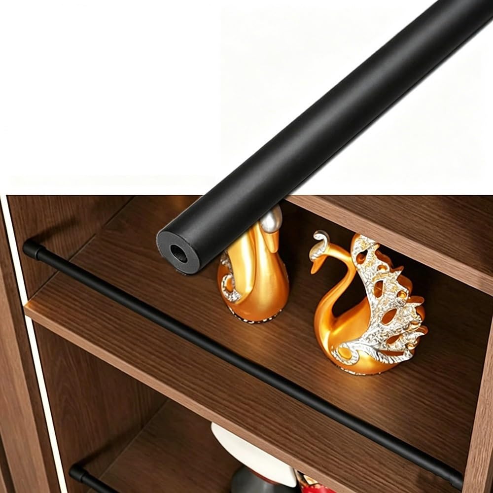 SVBVRFEEW Shelves Guard Bar Gallery Rail Decorative Guardrail Set Aluminum Shelf Rail Closet Guard Fence Anti-Tipping Railing for Wine Storage Display Rack(Black,80cm/31.5in)
