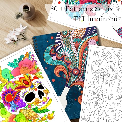 Elfew 3 pezzi libro da colorare per adulti kit, Mandala animali album da colorare adulti, libro da colorare anti ansia, relax - 2