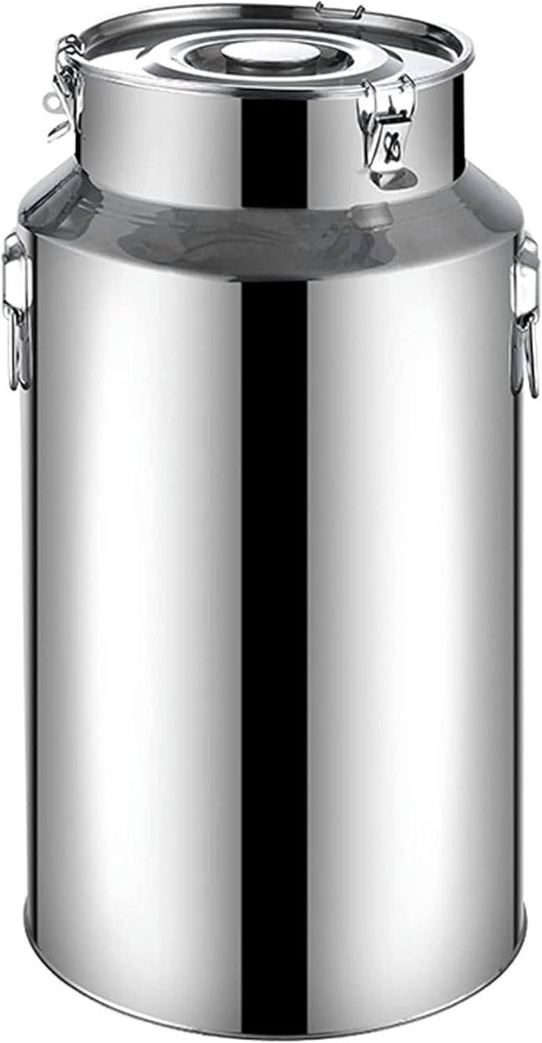 Milk Can Stainless Steel with Sealed Lid Transport Can Wine Pail Barrel for Store Milk, Liquid Storage and Transporting