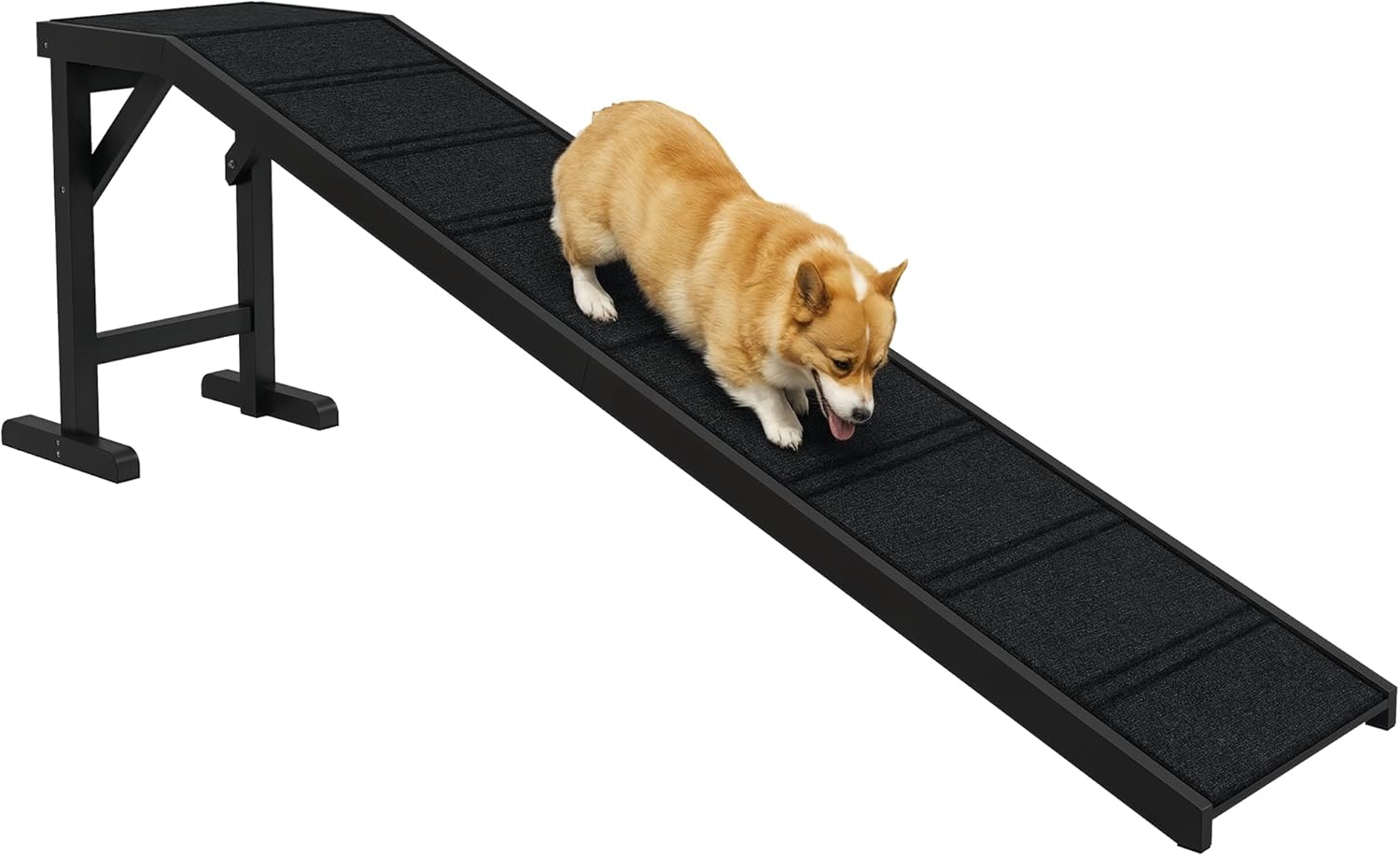 PawHut Dog Ramp for Bed, Pet Ramp for Dogs with Non-Slip Carpet and Top Platform, 74″ x 16″ x 25″, Black