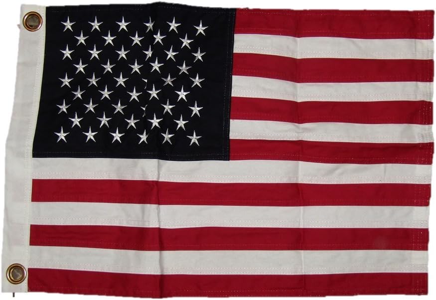 AES 16x24 Embroidered 100% Cotton USA American Flag 16x24 Banner Frame pin Clips