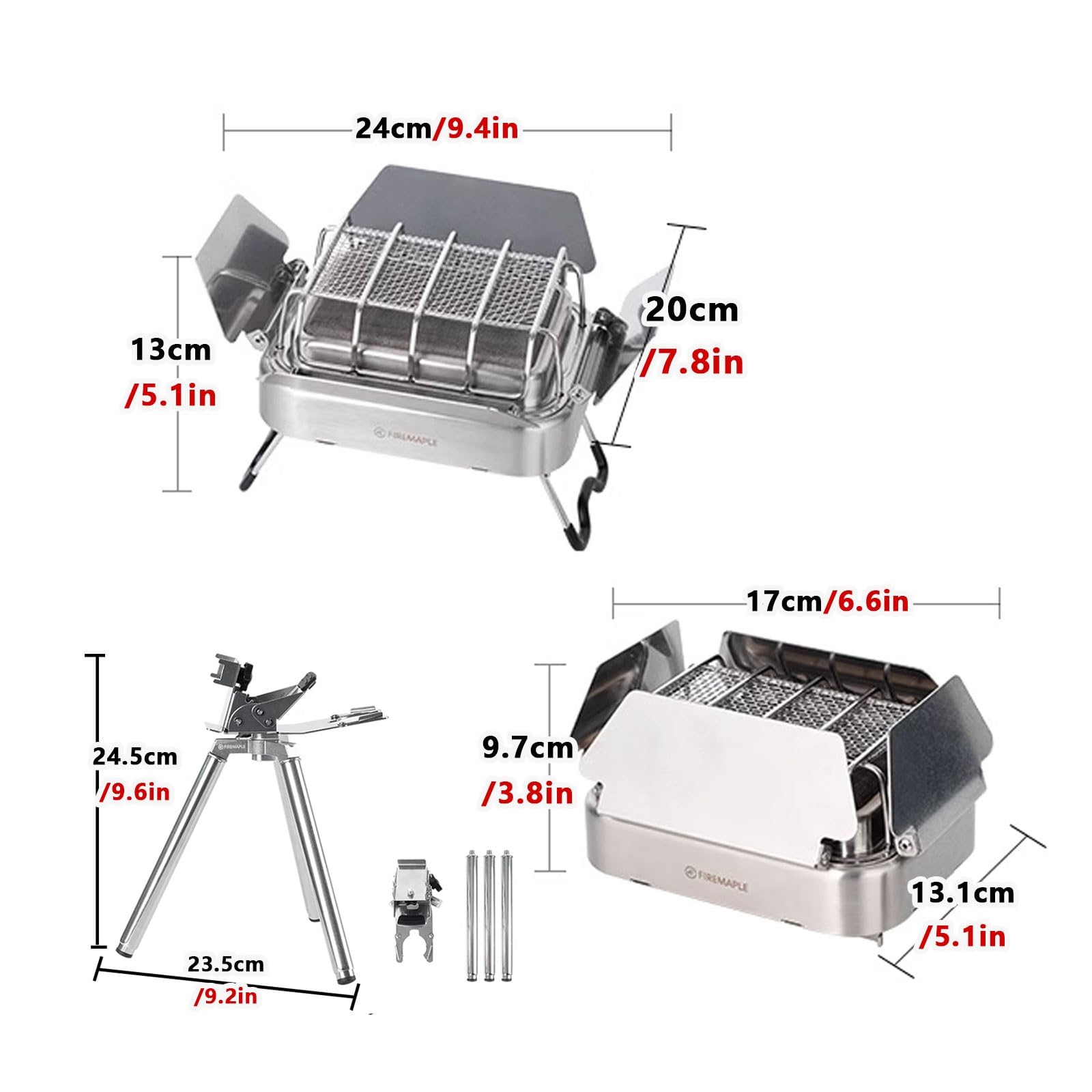 Stufa da patio per esterni, 2200 W, in acciaio inox, con angoli regolabili e supporto pieghevole, griglia rimovibile per interni ed esterni