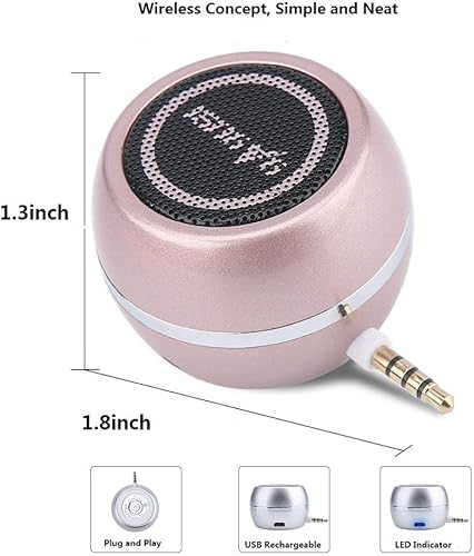 Miniatura 5 de Mini altavoz portátil con conector de entrada auxiliar de 0.138 in, altavoz de línea de teléfono móvil de 3 W para iPhone, iPad, iPod, tableta,