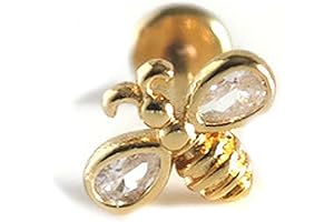 18G Stainless Steel Threaded Steel Bee Flat Back Labret Stud Earring