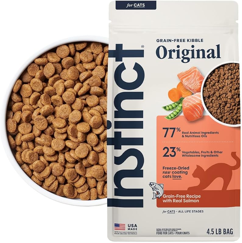 Ração seca para gatos Instinct Original com salmão real e cobertura de alimento liofilizado, 2,04 kg