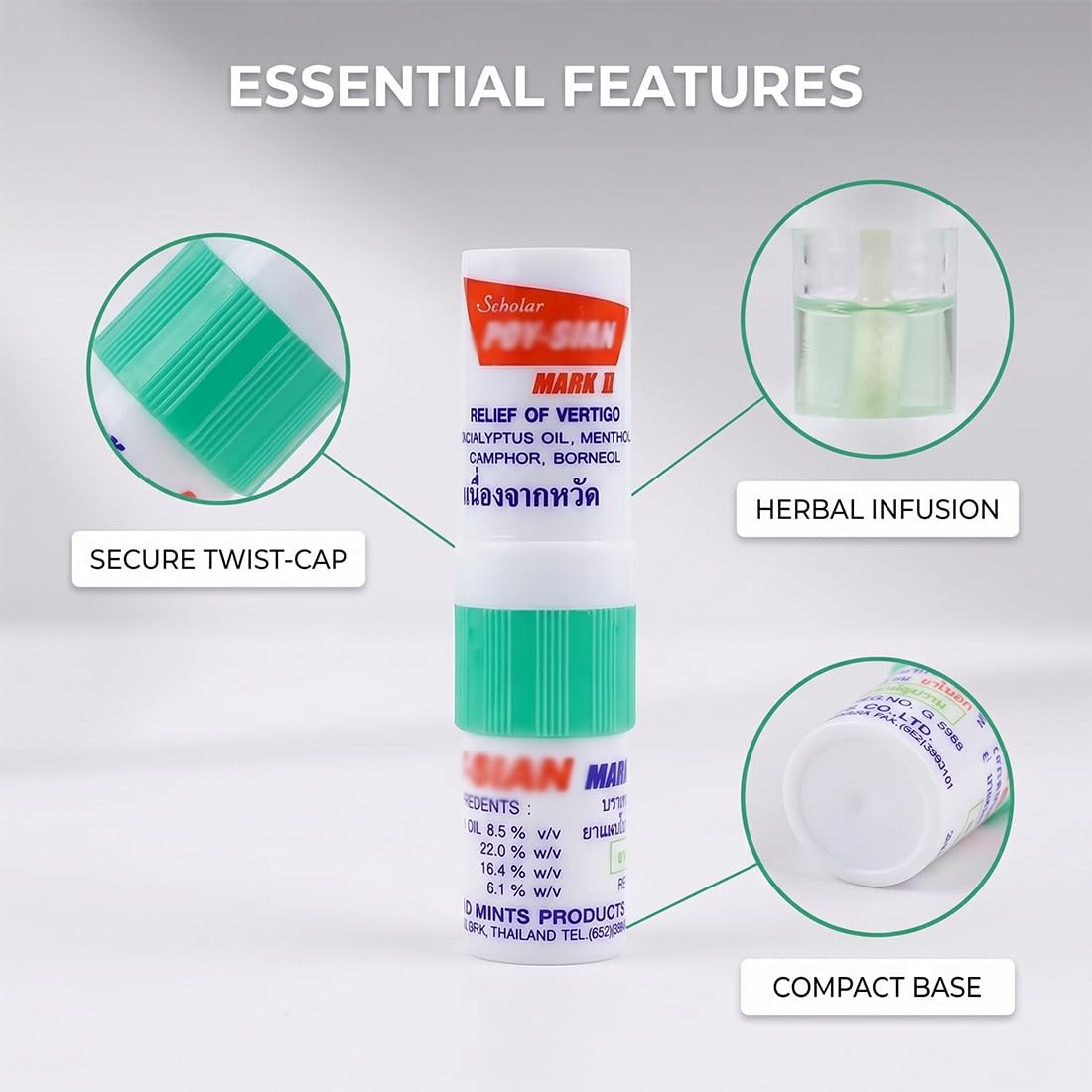Pack of 6 Essential Oil Nasal Inhaler, mehrere Chargen für verstopfte oder laufende Nase, verströmt Atemstimmen, mit Kräuter- und Mentholduft