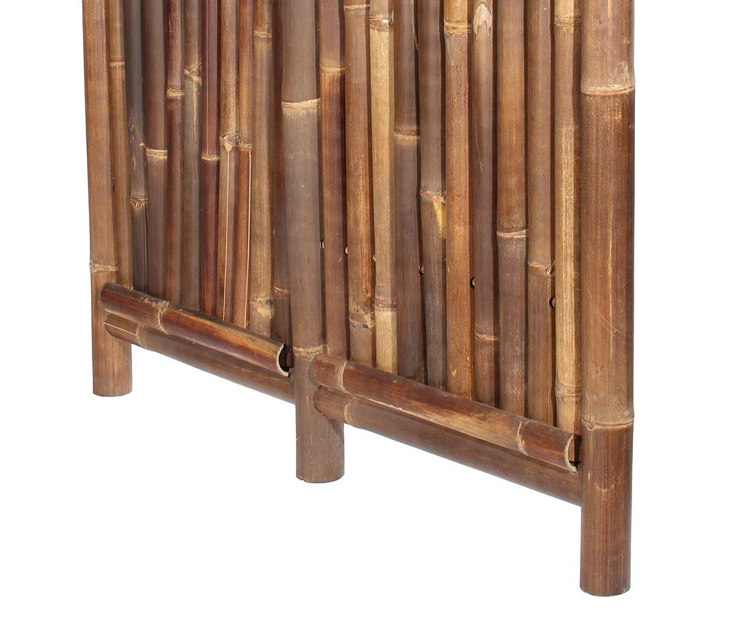 Bambuszaun "Jakarta" 180x120cm schwarz-braun starr aus dicken Wulung Bambusrohren mit 6 bis 7cm Durchmesser