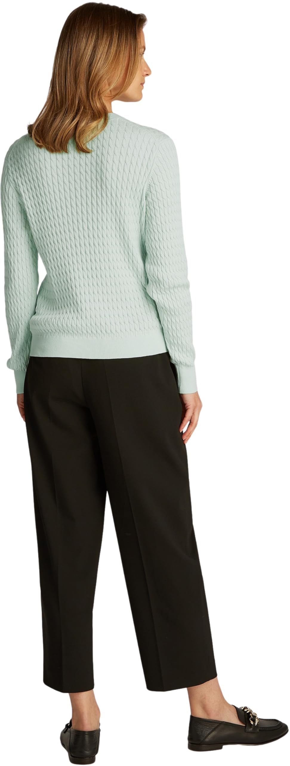 Tommy Hilfiger Women’s Fine Cable Knit Jumper, Green (Opal Green), XL